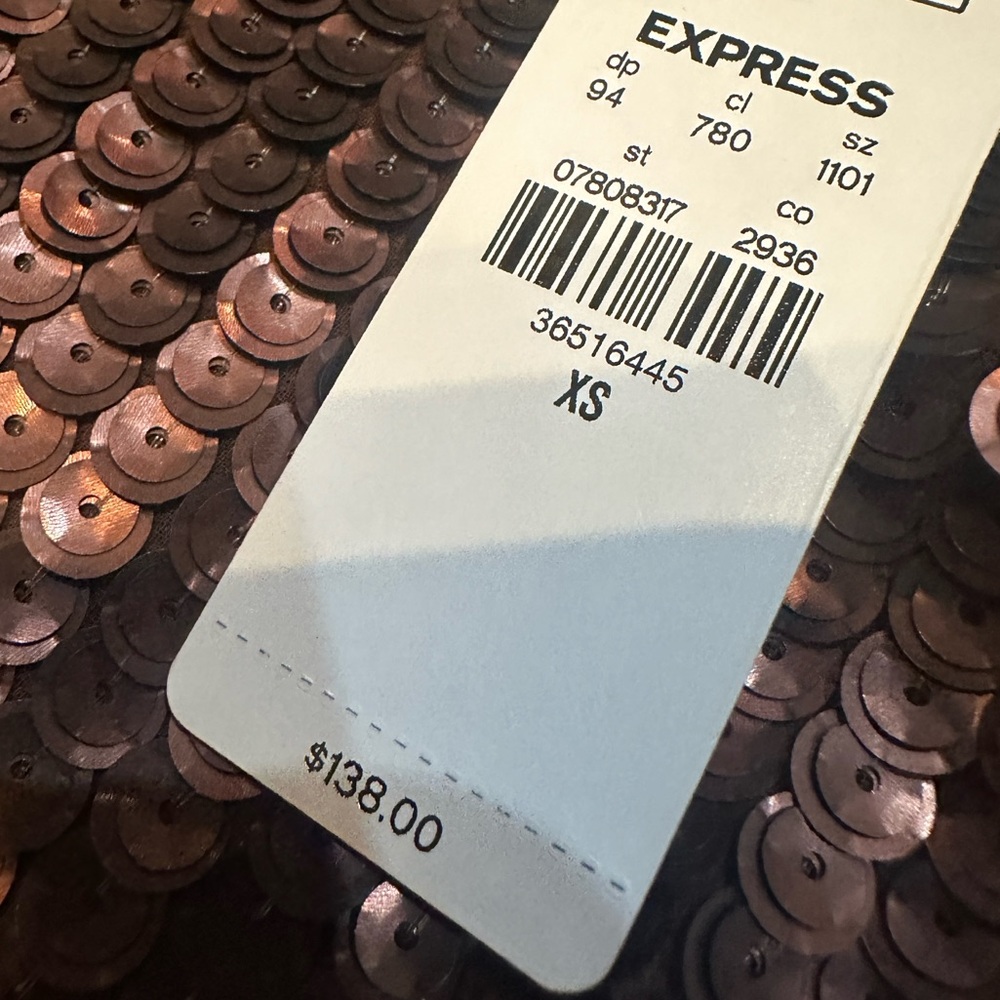 🆕 Express Copper Sequin Mini Dress. Size XS. NWT. 🤎 - Picture 15 of 16